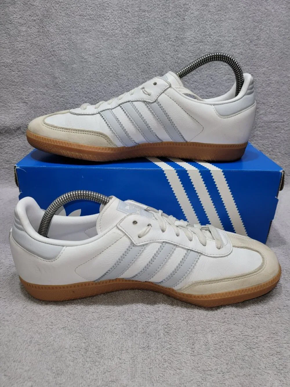 Adidas Samba OG Cloud White Halo Blue Tan Shoes IE0877 Women's/Ladies Size 9.5